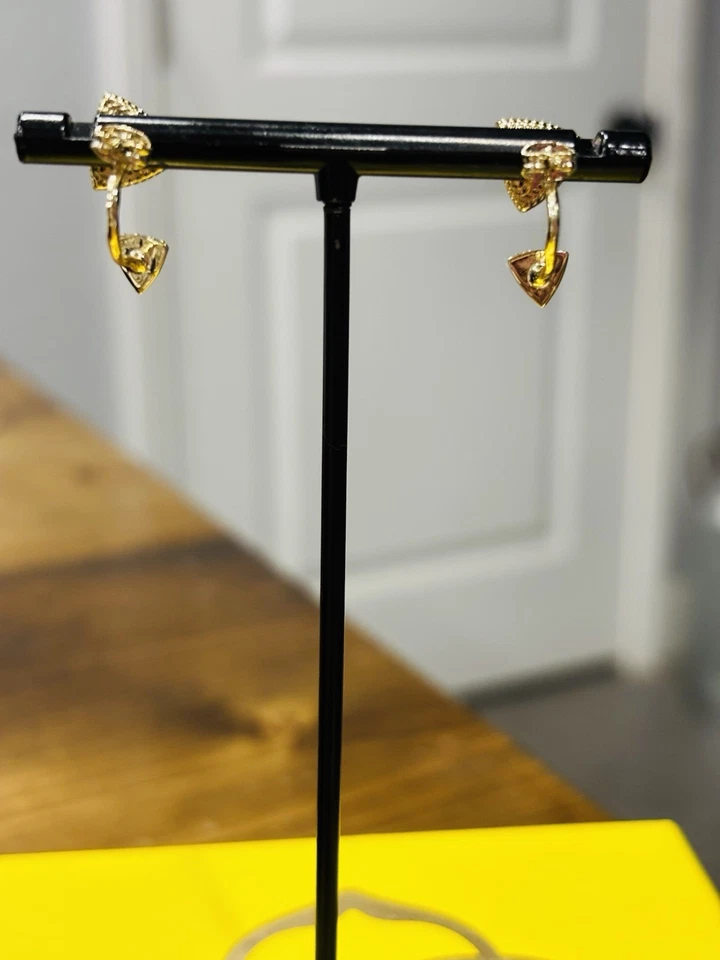 New Kendra Scott Perry Ear Gold Jacket Earrings In Black Drusy - Image 4 of 4