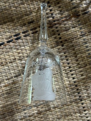 Vintage 1995 Disney Pocahontas Etched Frosted Glass Hand Bell Disneyana Rare EUC