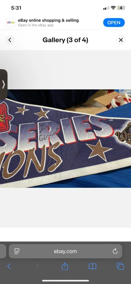 ¡Banderín firmado por Tom Glavine de los años 90 de los Atlanta Braves! Campeones de la Serie Mundial 1995 Foto 3 de 4