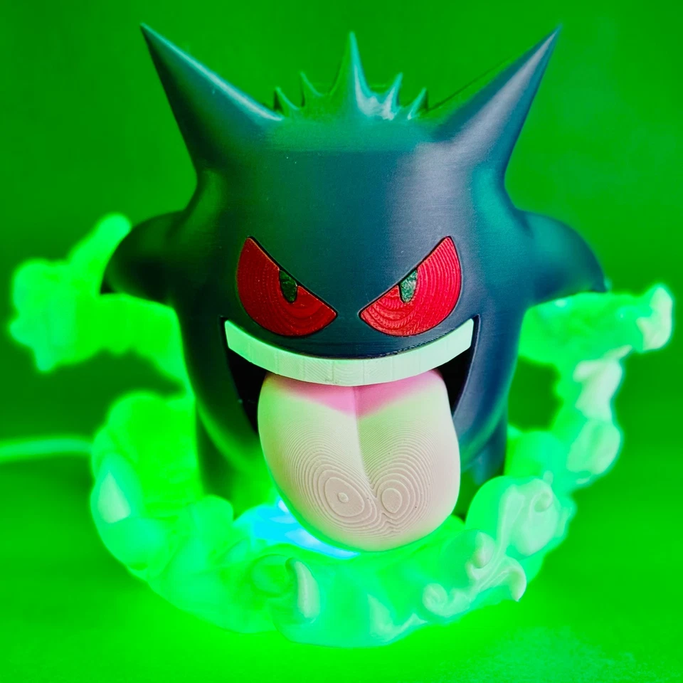 Lampada Pokémon Gengar 3D LED Multicolore con Telecomando USB Handmade - Immagine 4 di 4