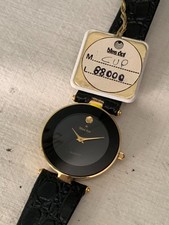 Nivada Blue Dot museum quartz cassa placcata oro 31mm black dial tag NUOVO