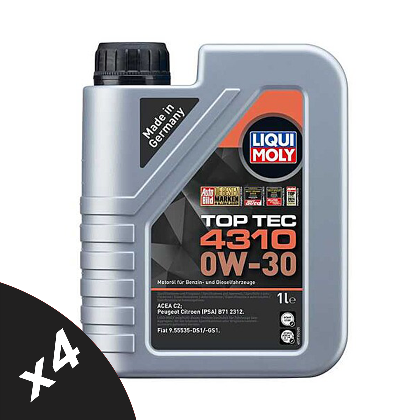 Liqui Moly TOP TEC 4310 0W-30 Semi Synthetic Engine Oil ACEA C2 4x1L