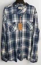 Weatherproof Vintage NWT Blue and white Flannel. Men's  3XL