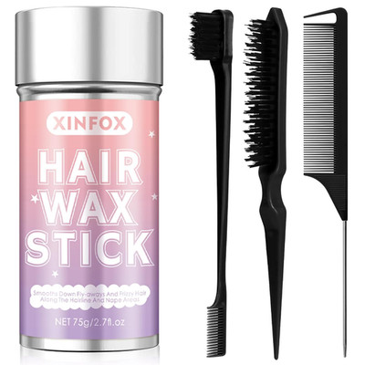 Hair Wax Stick, Slick Back Hair Brush, Wax Stick for Flyaways, Rat Tail Comb Edg