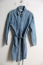 Asos Womens Denim Shirt Dress with Belt - Blue - Size 14 (h92)