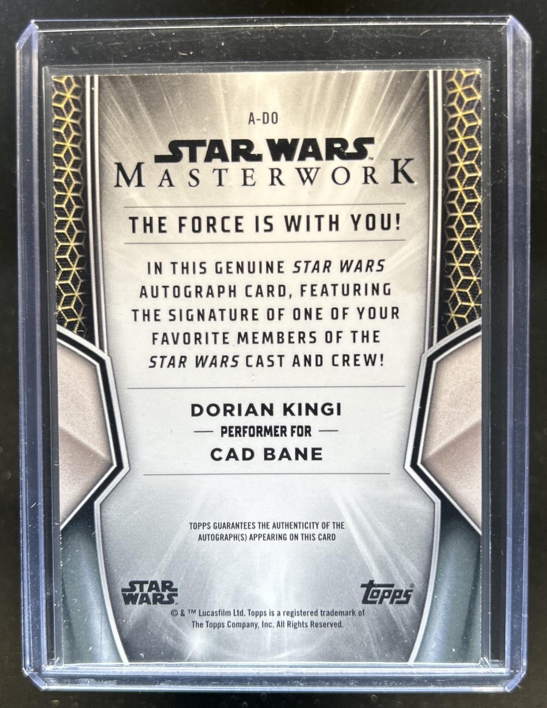 2025 Topps Star Wars Masterwork Dorian Kingi as Cad Bane On Card Auto #A-DO view 2