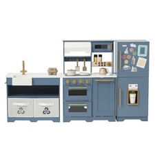 Teamson Kids Little Chef Atlanta Modular Play Kitchen, Blue/Gold