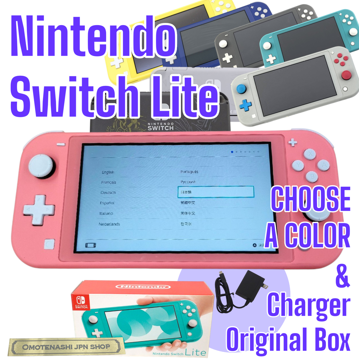 Nintendo Switch Lite Handheld Console Pick Color Rank Charger Box