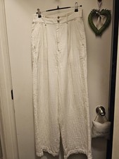 Billabong Tailor Made High-rise Wide Leg Pants Salt Crystal White Cotton S 8 E U