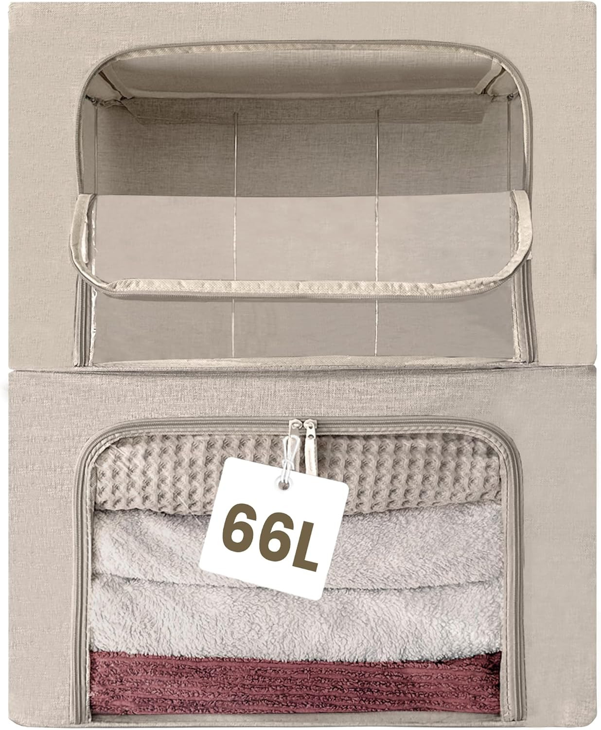 Organizzatore Vestiti 66L in Tessuto di Design - Set 2 Scatole Premium