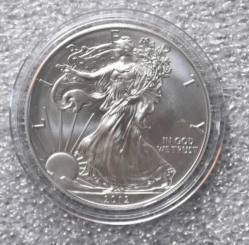 2012-W $1 Burnished American Silver Eagle Coin Only-NO BOX-No Reserve