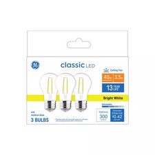 GE Classic LED 40 Watt Replacement, Bright White, A15 Ceiling Fan Bulbs 3 Pack 