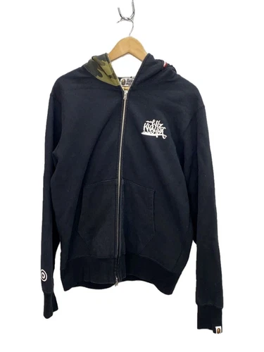 A BATHING APE (BAPE) Felpa con cappuccio zip A BATHING APE nera L usata