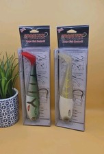 Lot of 2 Spooltek 8" Fatty White and Green Large Fishing Lures 