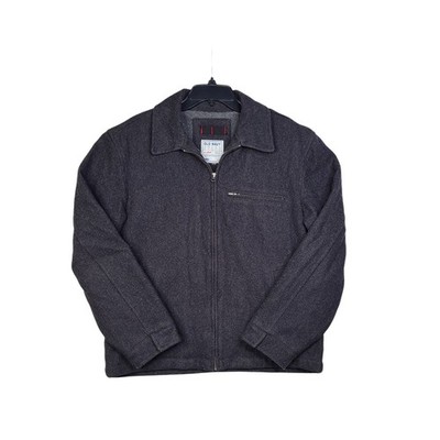 Vintage Gap Jacket Bomber Harrington Wool Mens Size Medium Quilt Lined Gray Y2K