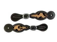 SPUR STRAPS Showman Hair-On CHEETAH on Dark Oil Leather Ladies Size