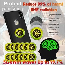 12pc Radiation Protection Sticker Phone Tablet Laptop 5G Wi-Fi EF RF EMF
