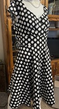 50s Retro-Style Pinup Polka Dot Dress Flare skirt Ladies Sz Large Cotton Blend