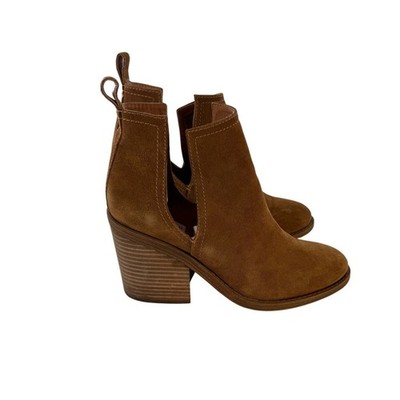 Steve Madden Sharini Suede Leather Cutout Ankle Booties Brown Women's 8.5M