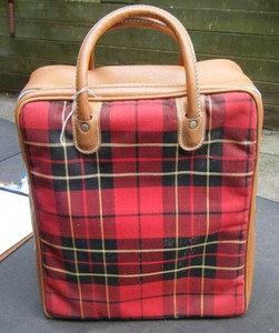 Vintage Thermos Picnic Package Red Plaid Set 2 Bottles Plaid Carrying bag