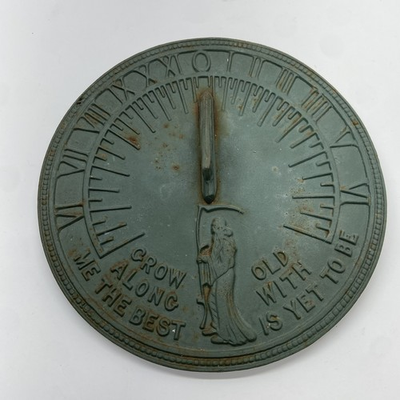 #ad Vintage 11quot; Brass Sun Dial By Flora And Fauna Father Time GROW OLD WITH ME $59.99