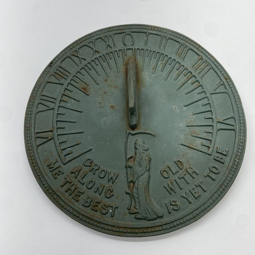 Vintage- 11"  Brass Sun Dial By Flora And Fauna Father Time GROW OLD WITH ME
