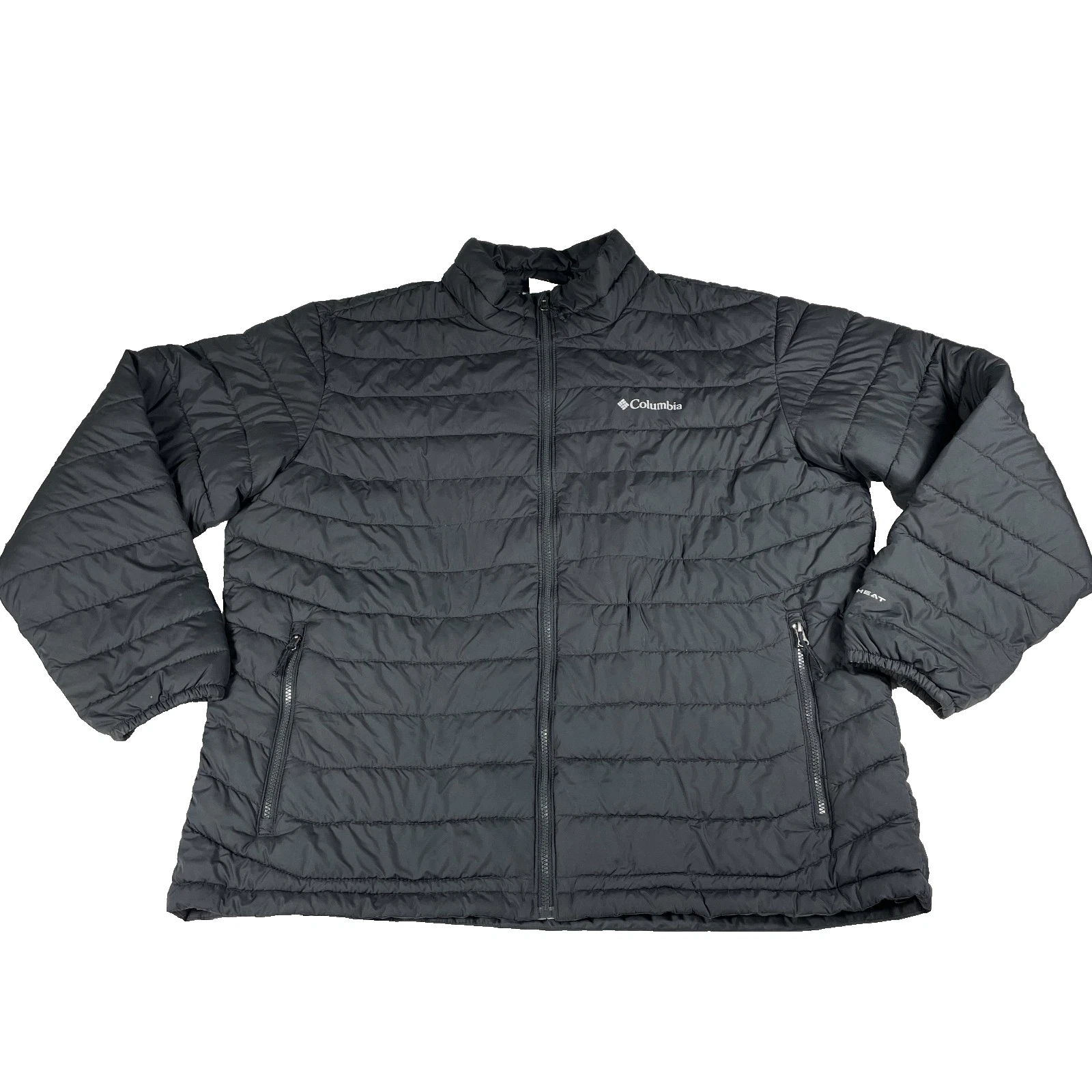 Columbia Omni-Heat Puffer Jacket Men's XXL Black Full Zip Insulated Outdoor Coat