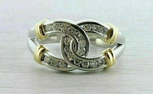 Authentic 2.00Ct Round Lab Created Diamond Horseshoe Ring 14K Two-Tone Gold Plated