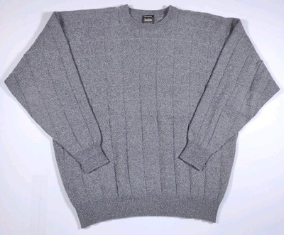 Vintage Neiman Marcus Cotton Cashmere Light Gray Sweater Sz XL Made In Scottland