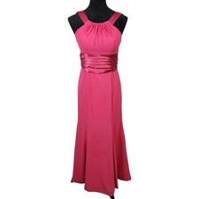 DAVID'S BRIDAL Size 2 Watermelon Pink F12732 Chiffon Charmeuse Bridesmaid Dress
