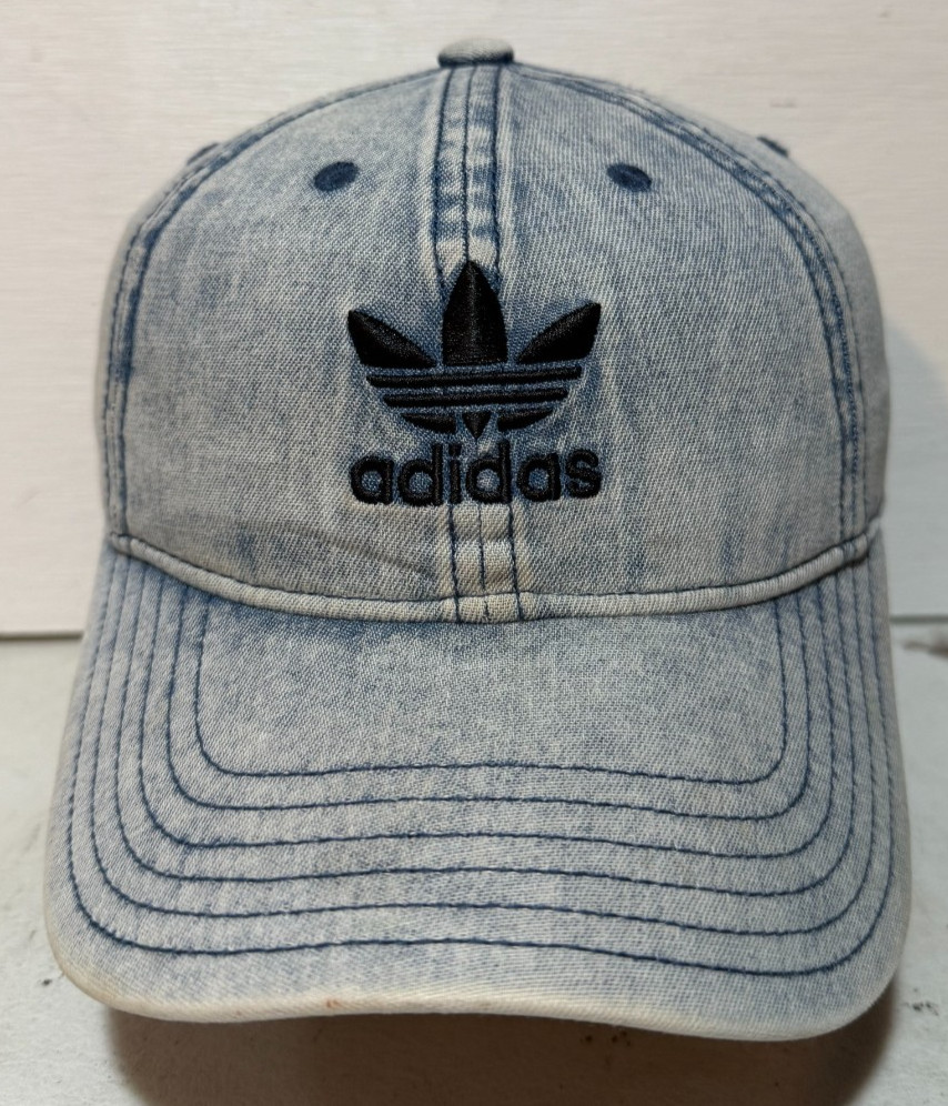 Adidas White-Wash Denim Strapback Hat Cotton Adjustable