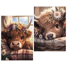 2 Pack Cow Diamond Art Kits for Adults   Cow Diamond Painting Kits for Beginn...