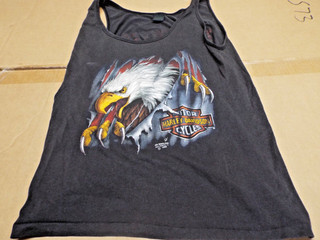 VTG 3D Emblem 1990 Harley Davidson Tank Top Marked L Bike club name on back