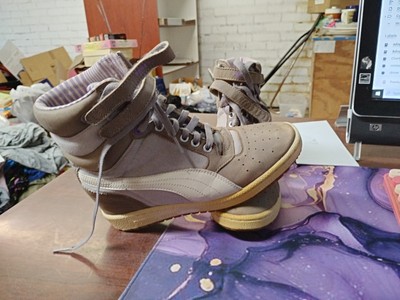 Puma Contact Sky Sneaker Womens Size 6 Gray Suede Leather High Double Strap