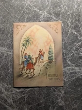 Vintage Christmas Card Religious Wise Men Camels O Little Town of Bethlehem USA