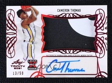2022-23 Leaf Trinity Flashback Red 13/50 Cameron Thomas #PA-CT1 Patch Auto 0d59