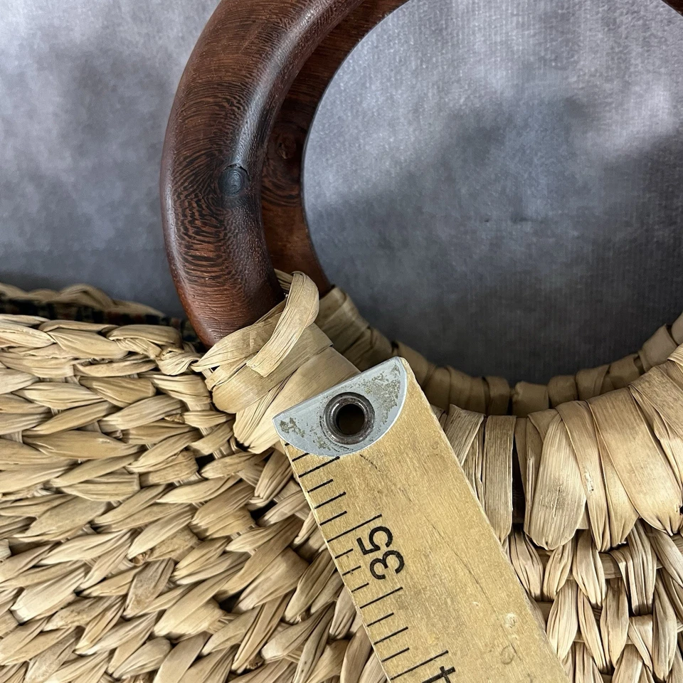 Nordstrom Purse Bead Detail Wooden Handle Woven Bag Beach Summer Hippie Boho - Image 3 of 4