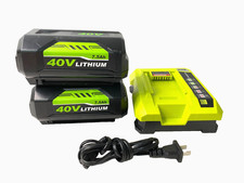 LOT of 2 40V 7.5Ah Battery for Ryobi 40 Volt Lithium OP4050 OP40602 w/Charger