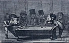 Hunter/dog: Daumier lithograph: series: "The Billiard Players"