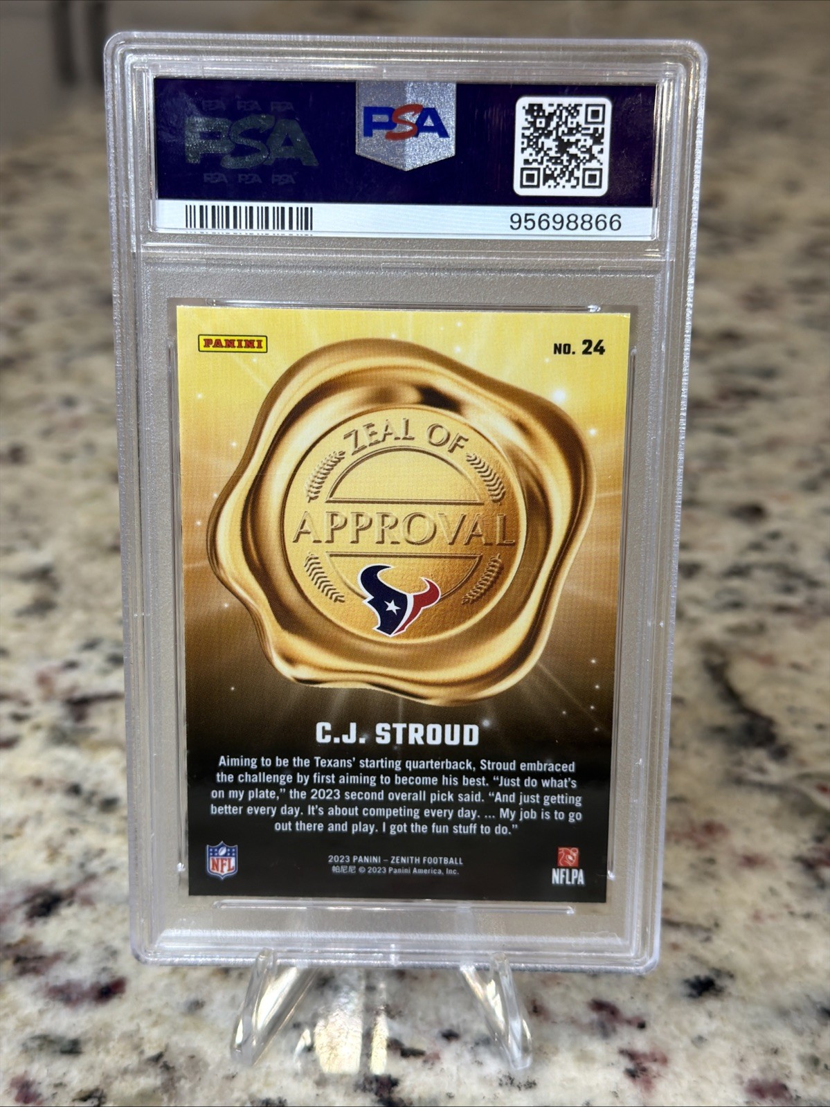 2023 Panini Zenith - Zeal of Approval C.J. Stroud #24 Blue (RC) PSA GEM MINT 10! view 2