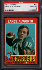1971 Topps Football #10 Lance Alworth PSA 8 NM-MT HOF San Diego Chargers