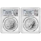 2024 $1 Morgan and Peace Silver Dollar 2pc Set PCGS MS70 FDOI Morgan &