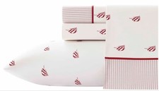 Nautica Heritage Spinnaker Red Sheet Set Pillowcase Fitted Flat Sheet Twin XL