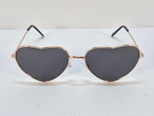 Heart Shaped Sunglasses Gold Metal Frame Vintage Retro Festival UV400 Cat 3 6450