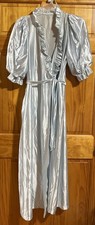vintage miss elaine robe Satin Ruffle Puffed Sleeves Long Robe Blue Size S-M