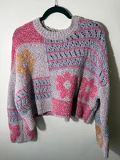 Francesca's Pink and Lavender Sweater Size L