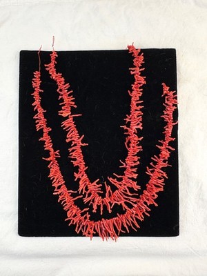 Two Natural Red Mediterranean Branch Coral Necklace