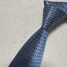 HERMES Paris Blue Navy H Pattern Silk Tie 9cm...