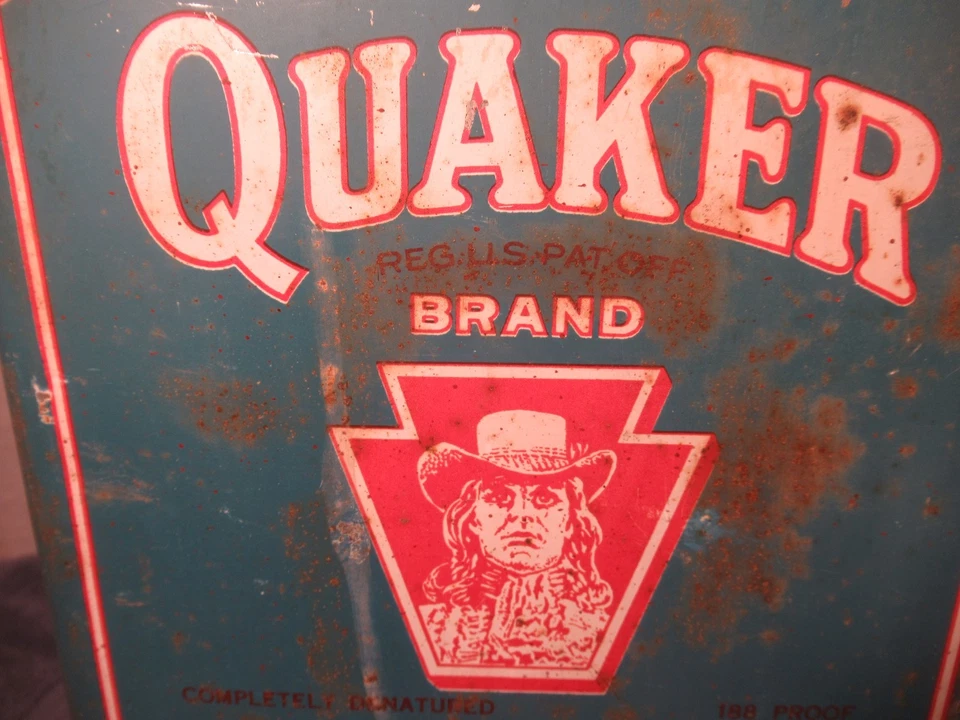 Quaker Pennsylvania Vintage Lata 1 Galón Anticongelante Alcohol ¡Prueba 188! Gasóleo RARO Foto 4 de 4