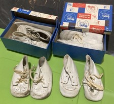 Vintage Lot Of Buster Brown Baby Shoes 4 Pairs  2 Original Boxes - AS IS
